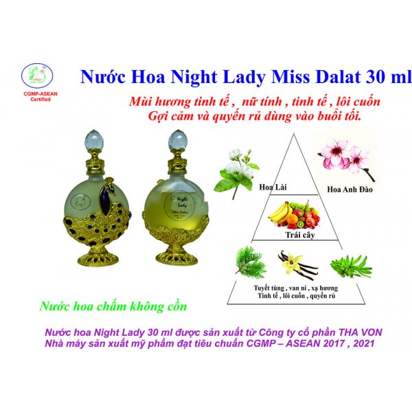Nước Hoa Night Lady Miss Dalat 30 ml ( Nước hoa chấm ) 